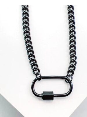 Black Enamel Clip Necklace