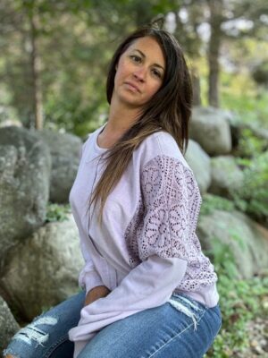 Crochet Patchwork Exposed Seam Sweatshirt