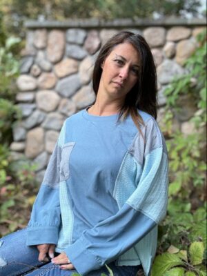 Colorblock Patchwork Waffle Top