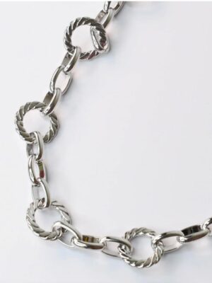 Silver Circle Chain Link Necklace