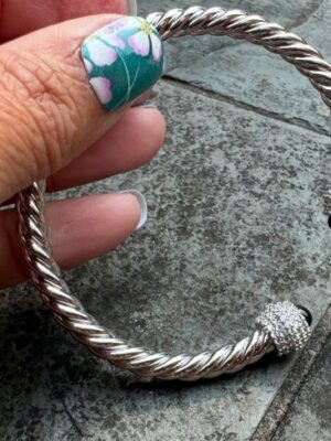 Silver Rope Black Crystal Bracelet