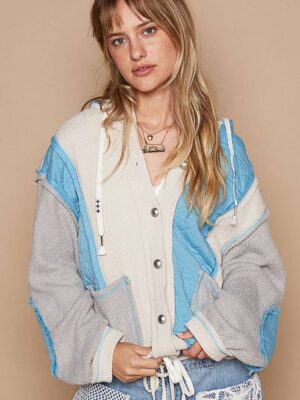 Cut-sew Multi-fabric Hooded Combo Jacket