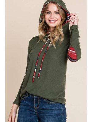 CONTRAST ELBOW PATCH HOODIE