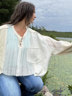 Textured Woven Crochet Patch Top