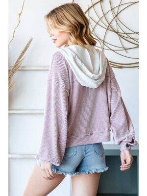 Two-tone Hoodie crop Jacket