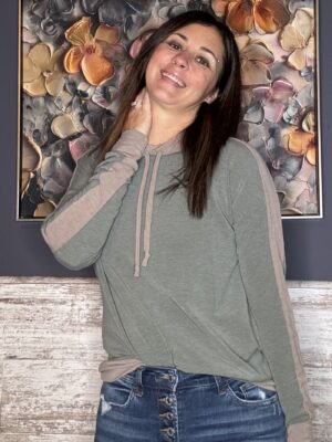 Drawstring Terry Hoodie Top