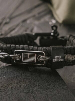 Never Surrender Barbed Wire Paracord Bracelet
