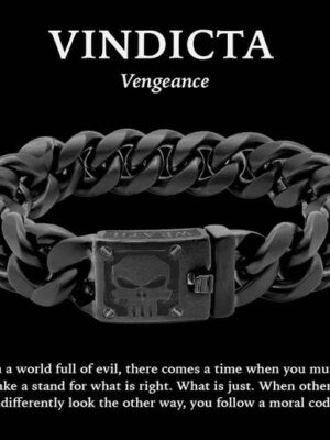 VINDICTA VENGEANCE - Wrath & Justice Cuban Link Black Bracelet