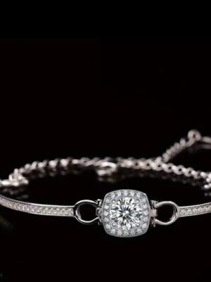 Moissanite & Sterling Silver Square Bracelet