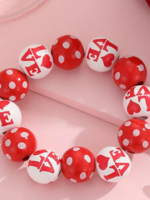 Valentine's Day Beaded Stretch Bracelet